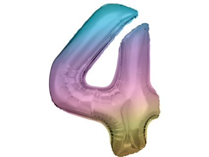 86 cm balónek číslice 4 - duhový