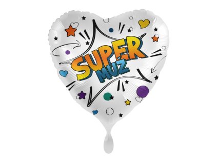 Fóliový balónek srdce 43cm SUPER MUŽ