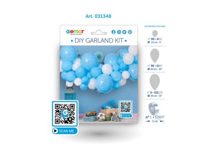 Balónková girlanda pastel modrobílá