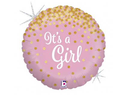 46 cm fóliový balónek kulatý - It´s a Girl třpytivé