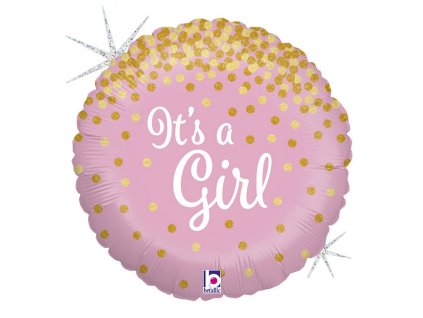 46 cm fóliový balónek kulatý - It´s a Girl třpytivé