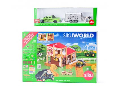 SIKU World - farma s autem pro přepravu dobytka