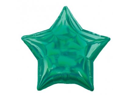 45 cm fóliový balónek holografický - Hvězda zelená