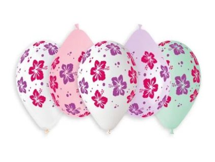 Kulaté latexové balónky 33cm Mix barev Květy Ibišku 5ks