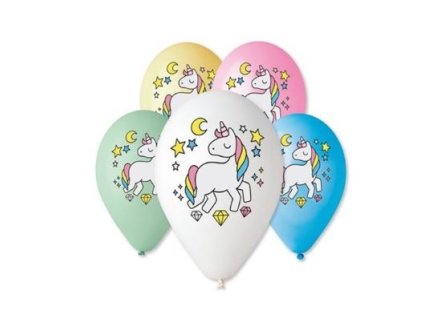 Kulaté latexové balónky 30cm Mix barev Jednorožec 5ks