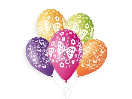 Kulatý latexový balónek 30cm Motýlci Mix barev