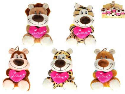 Plyšové zvířátko se srdíčkem 15 cm