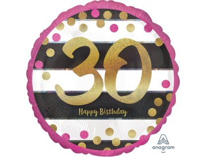 45 cm fóliový balónek - Kruh - Happy Birthday 30