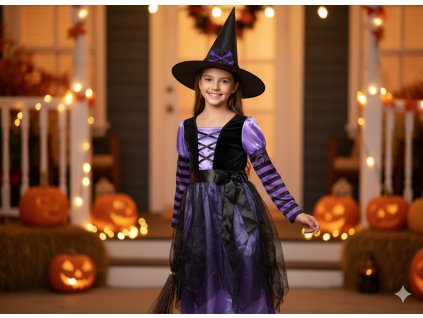 Set karneval - čarodějnice fialová