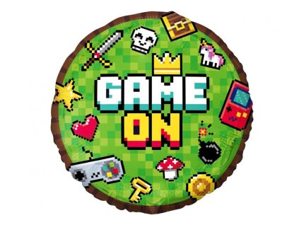 Fóliový balónek 45 cm kulatý GAME ON styl Minecraft zelený
