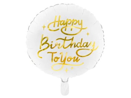Fóliový balónek - Happy Birthday to You - Kulatý bílá - 35 cm