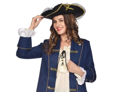 Pirátský klobouk s krajkou a zlatým lemem