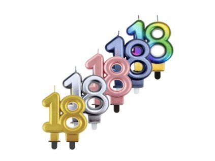 Svíčka na dort "18" pět druhů barev 1ks