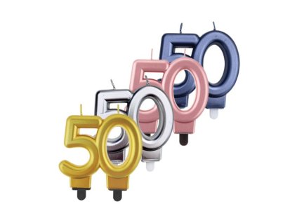 Svíčka na dort "50" - čtyři druhy barev