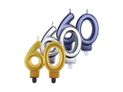 Svíčka na dort "60" čtyři druhy barev 1ks