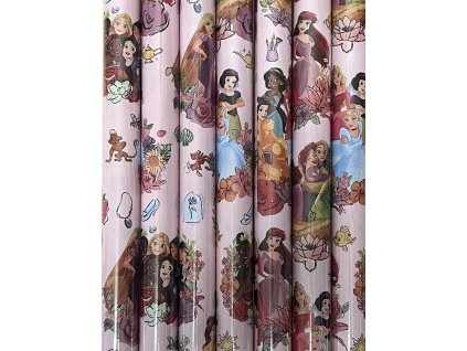 Balící papír růžová - Princezny - 200 x 70 cm