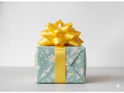 Balící papír tyrkysová - Kopretiny 300 x 70 cm