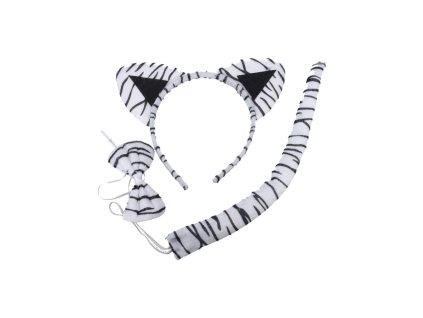 Set karneval - čelenka bílý tygr