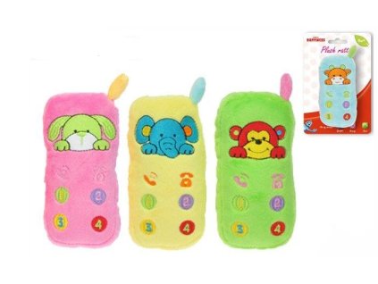 Chrastítko plyšové telefon 12 cm se zvířátkem Baby\'s Happiness - mix barev