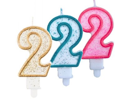 Svíčka na dort třpytivá 2 tři barvy 1ks