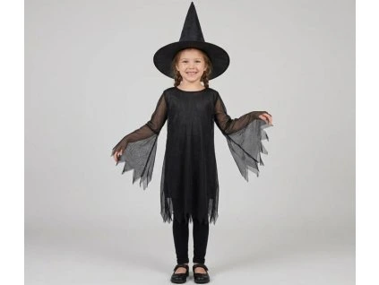 Set karneval - čarodějnice (šaty, klobouk) černá
