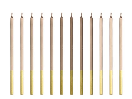 Svíčky dortové narozeninové Rose gold  14 cm, 12 ks