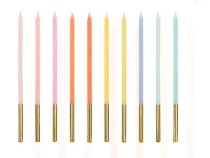Svíčky dortové narozeninové mix barev  14 cm, 10 ks
