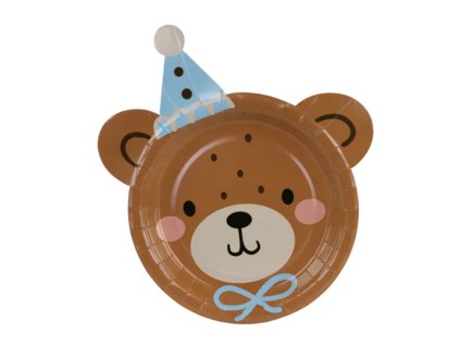 Papírové talířky - Hlava medvídka 21 x 23 cm - 6 ks