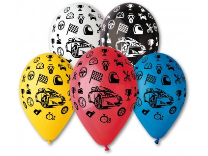 Kulatý latexový balónek 30cm Mix barev Auta 5ks