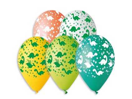 Kulatý latexový balónek 30cm Mix barev Dino 5ks