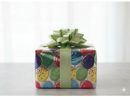 Balící papír metalický - Balónky 250 x 70 cm