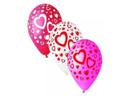 Kulaté latexové balónky 30cm SRDCE mix barev 5ks
