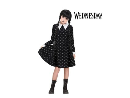 Wednesday Adams dětský kostým šaty dlouhý rukáv