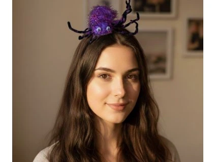 Čelenka Halloween pavouk se závojem