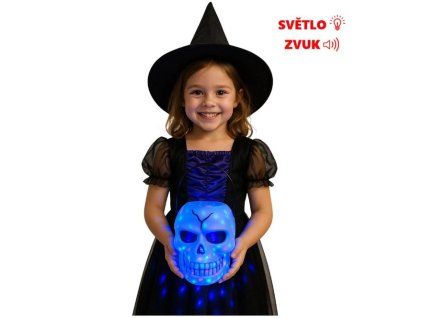 Halloweenský kotlík - Lebka s uchem se světlem a zvukem