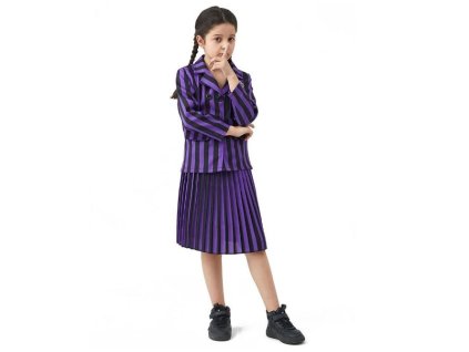 Wednesday Adams dětský kostým uniforma fialová