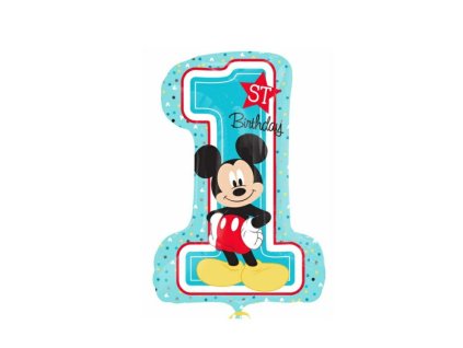 Fóliový balónek Mickey / Minnie 1.narozeniny, 48 cm x 71 cm