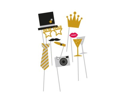 Rekvizity do fotokoutku Golden Wishes 10ks - Happy New Year