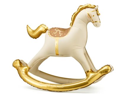 Fóliový balónek houpací kůň béžovozlatý