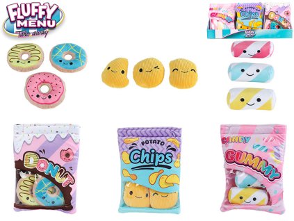 Fluffy Menu Svačina plyšová sáček 21 cm, 3 druhy