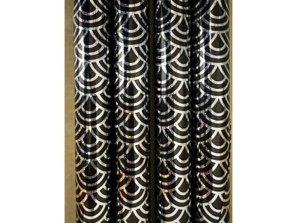 Baliaci papier holografický - Vlnky - čierna 200 x 70 cm