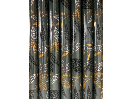 Baliaci papier metalická zelená - Listy - zlatá a strieborná 200 x 70 cm