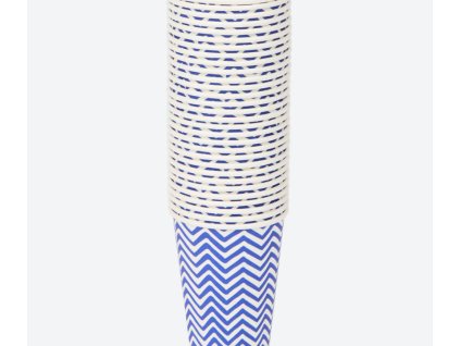 Kelímky papírové - Vlnky - modrá 200 ml, 30 ks