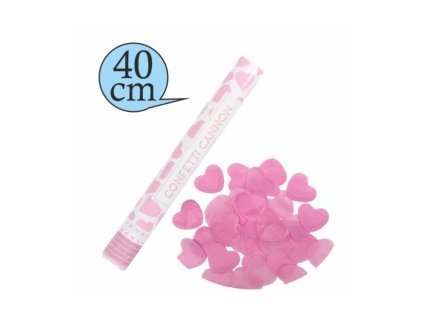 Vystřelovací konfety Srdce růžové 40 cm