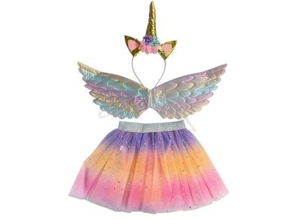 Dětský set Jednorožec růžový duhový 3ks