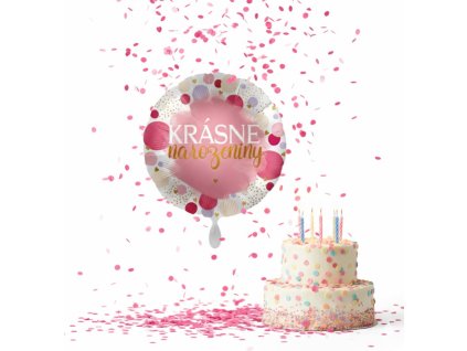 Fóliový balónek kulatý KRÁSNÉ narozeniny 43cm růžový