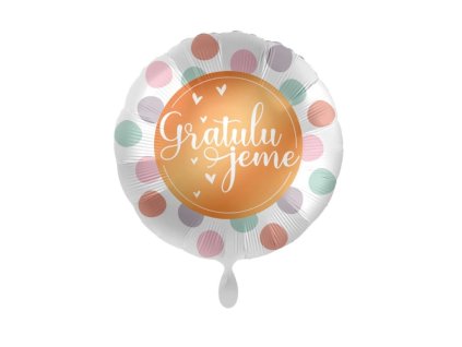 Fóliový balónek kulatý Gratulujeme 43cm bílý