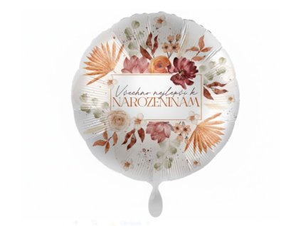 Fóliový balónek kulatý Všechno nejlepšík NAROZENINÁM 43cm bílý