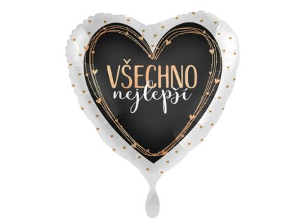 Fóliový balónek srdce Všechno nejlepší 43cm bílý