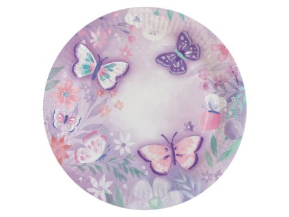 Papírové talířky Motýli 8ks 23cm